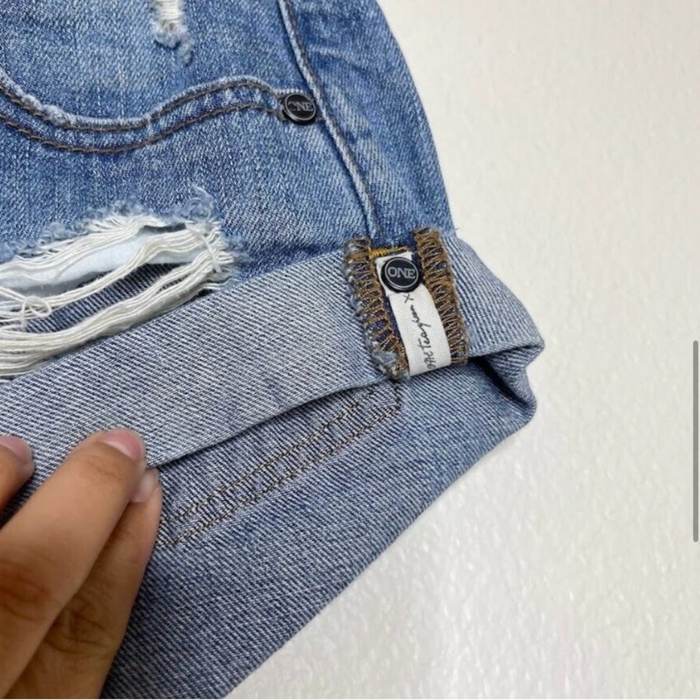 One Teaspoon Free People Bandits Shorts Cut Off Button Fly Roll Hem Denim Sz 25 - Picture 5 of 12